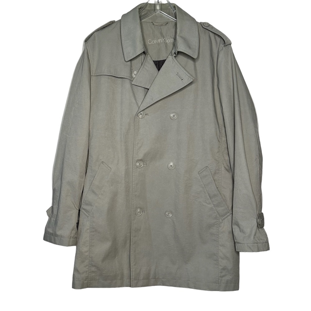 Calvin Klein Men’s Beige Double Breast Trench Coat 40R